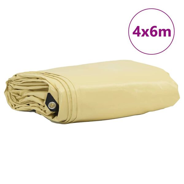vidaXL Lona 650g / m² Bege 4 x 6 m Lona com revestimento em PVC