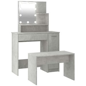 vidaXL Conjunto toucador c/ LEDs madeira processada cinza cimento