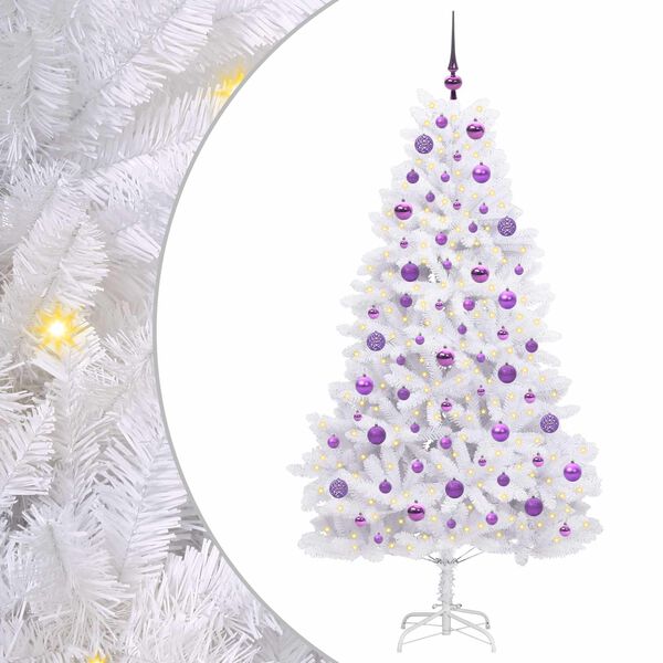 vidaXL &Aacute;rvore de Natal Articulada Artificial Branco 180 cm PVC e A&ccedil;o