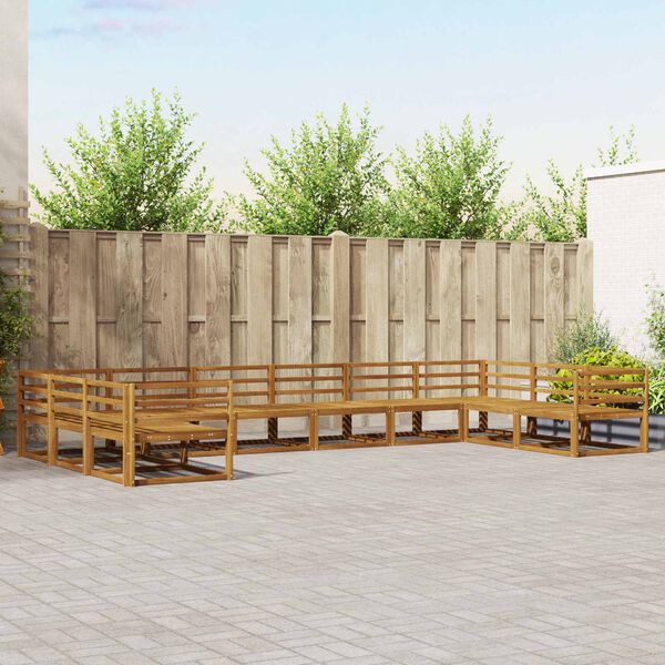 vidaXL Conjunto de Sof&aacute;s para Exterior 10 pcs Natural