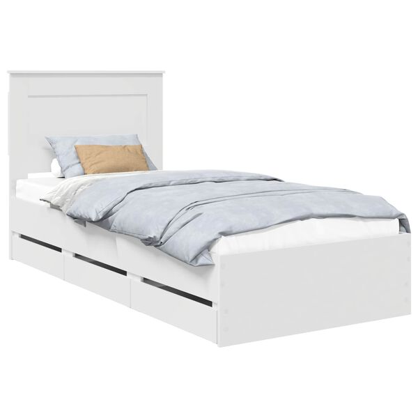 vidaXL Estrutura da Cama Branco 90 x 200 cm Madeira de Engenharia