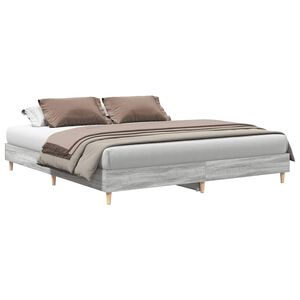 vidaXL Estrutura de cama sem colch&atilde;o 200x200 cm cinzento sonoma