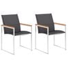 vidaXL Cadeiras de jardim 2 pcs textilene e a&ccedil;o inoxid&aacute;vel cinzento