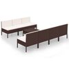 vidaXL 8 pcs conjunto lounge jardim c/ almofad&otilde;es vime PE castanho