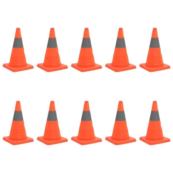 vidaXL Cones de sinaliza&ccedil;&atilde;o pop-up 10 pcs 42 cm