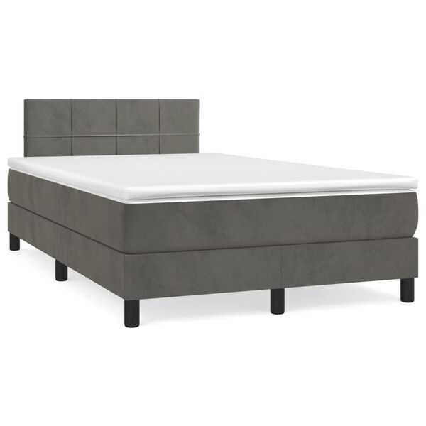 vidaXL Cama boxspring com colch&atilde;o 120x200 cm veludo cinzento-escuro
