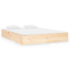 vidaXL Estrutura de cama casal 135x190 cm madeira maci&ccedil;a