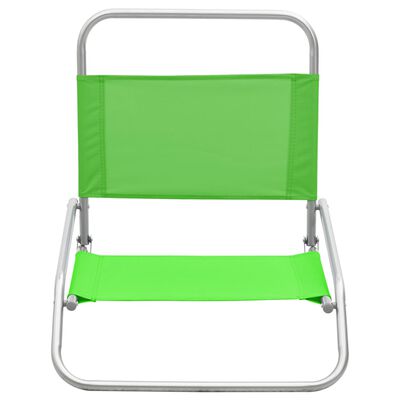 vidaXL Cadeiras de praia dobráveis 2 pcs tecido verde