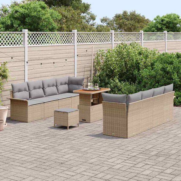 vidaXL Conjunto de Sof&aacute; de Jardim 11 pcs Bege e Cinza Claro