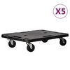 vidaXL Carrinhos de transporte 5 pcs 58x38x12 cm polipropileno preto