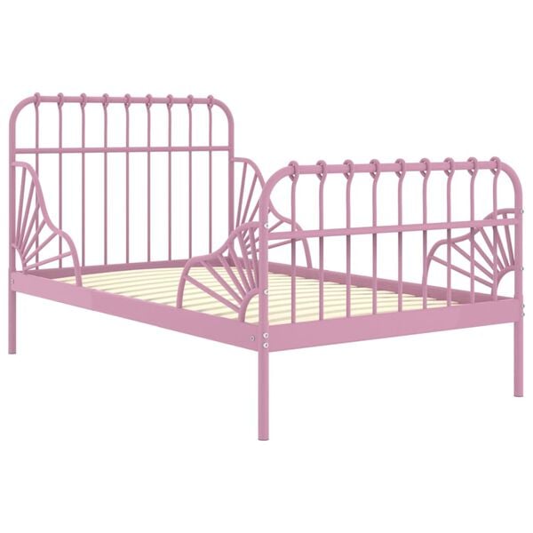 vidaXL Estrutura de cama extensível em metal rosa 80x130/200 cm