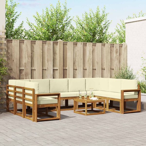 vidaXL Conjunto de Sof&aacute;s para Exterior 10 pcs Natural e Creme