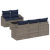 vidaXL Conjunto de Sof&aacute;s 6 pcs Cinza e Azul Marinho vime PE