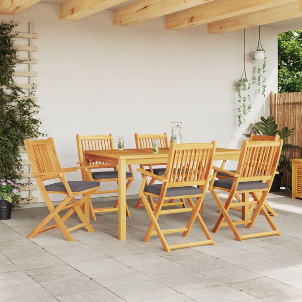 vidaXL Cadeira Dobr&aacute;vel com almofada 6 pcs Cinzeto 49 x 57,5 x 92cm