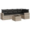 vidaXL 6 pcs conj. sof&aacute;s jardim com almofad&otilde;es vime PE cinzento-claro