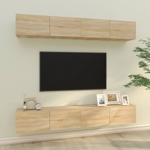 vidaXL M&oacute;veis de TV para parede 4 pcs 100x30x30 cm carvalho sonoma