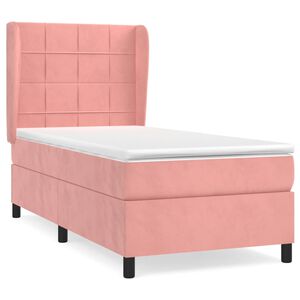 vidaXL Cama com molas/colch&atilde;o 80x200 cm veludo rosa