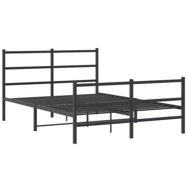 vidaXL Estrutura de cama com cabeceira e p&eacute;s 140x190 cm metal preto