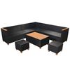 vidaXL 7 pcs conjunto lounge de jardim c/ almofad&otilde;es vime PE preto
