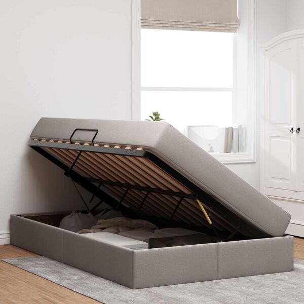 vidaXL Cama com arruma&ccedil;&atilde;o e colch&atilde;o Cinzento-acastanhado 120 x 190 cm