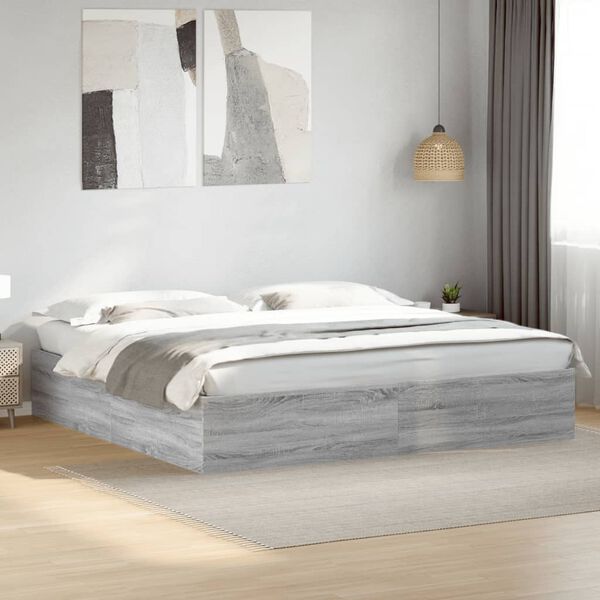 vidaXL Estrutura de cama 200x200 cm derivados madeira cinzento sonoma