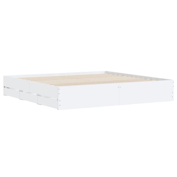 vidaXL Estrutura de cama c/ gavetas 200x200cm derivados madeira branco