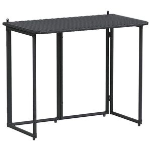 vidaXL Mesa de jardim dobr&aacute;vel 90x51x75 cm vime PE preto