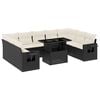 vidaXL 10 pcs conjunto sof&aacute;s de jardim c/ almofad&otilde;es vime PE preto