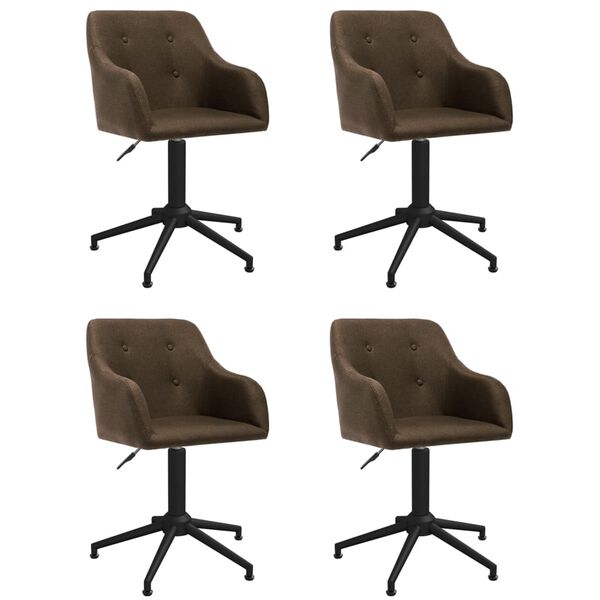 vidaXL Cadeiras de jantar girat&oacute;rias 4 pcs tecido castanho-escuro