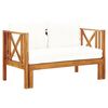 vidaXL Banco de jardim 2 lugares c/ almofad&otilde;es 122 cm ac&aacute;cia maci&ccedil;a