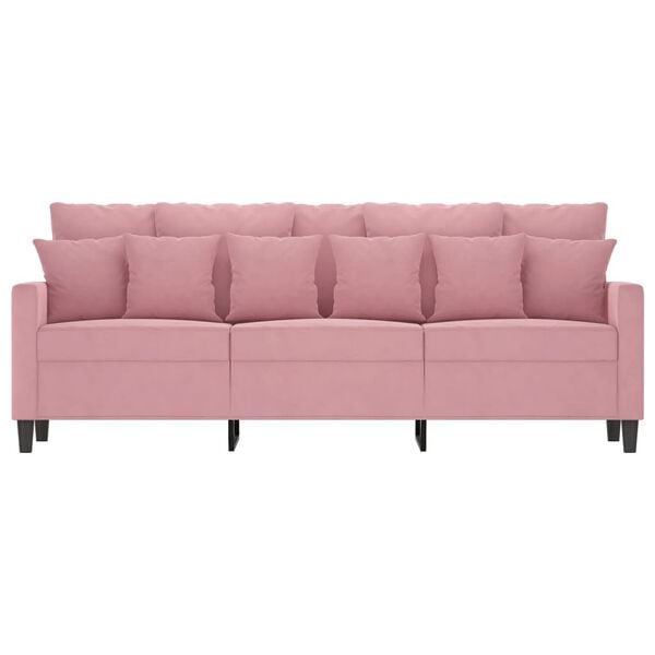 vidaXL Sof&aacute; de 3 lugares 180 cm veludo rosa