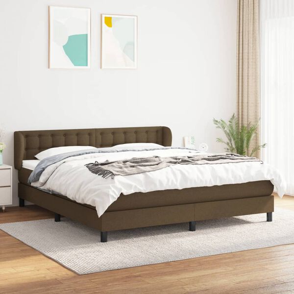 vidaXL Cama com molas/colch&atilde;o 160x200 cm tecido castanho-escuro