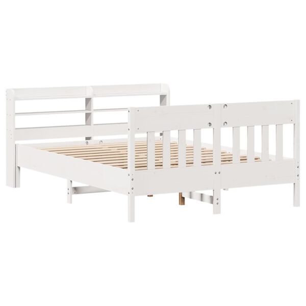 vidaXL Cama sem colch&atilde;o 140x200 cm madeira de pinho maci&ccedil;a branco