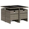 vidaXL 9 pcs conjunto de jantar p/ jardim c/ almofad&otilde;es vime PE cinza