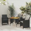 vidaXL Mesa de jardim 70x70x72 cm vime PE e acácia maciça preto