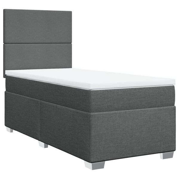 vidaXL Cama com molas/colch&atilde;o 90x190 cm tecido cinza-escuro
