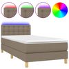 vidaXL Cama box spring colch&atilde;o/LED 100x200cm tecido cinza-acastanhado