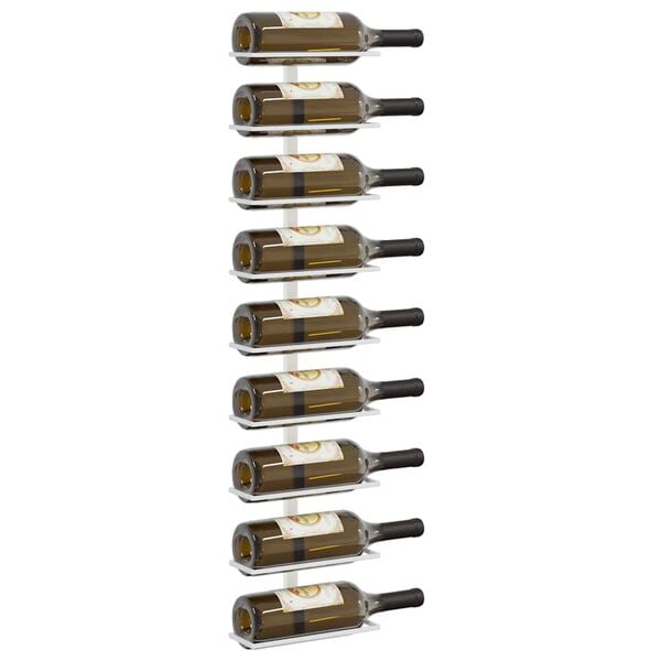 vidaXL Garrafeira de parede para 9 garrafas ferro branco