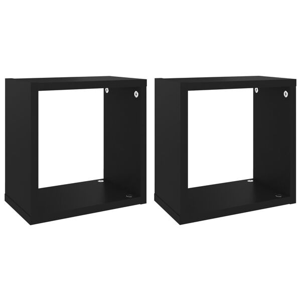 vidaXL Prateleiras de parede em forma de cubo 2 pcs 26x15x26 cm preto