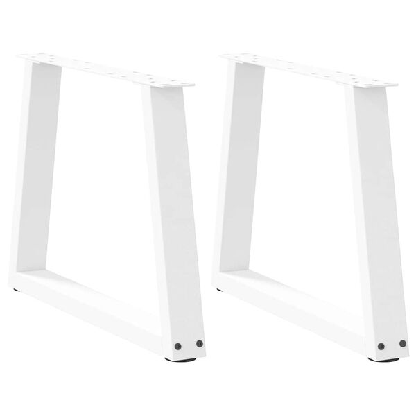vidaXL P&eacute;s para mesa de centro em V, 2 pe&ccedil;as, branco, 60x (42-43,3) cm, a&ccedil;o