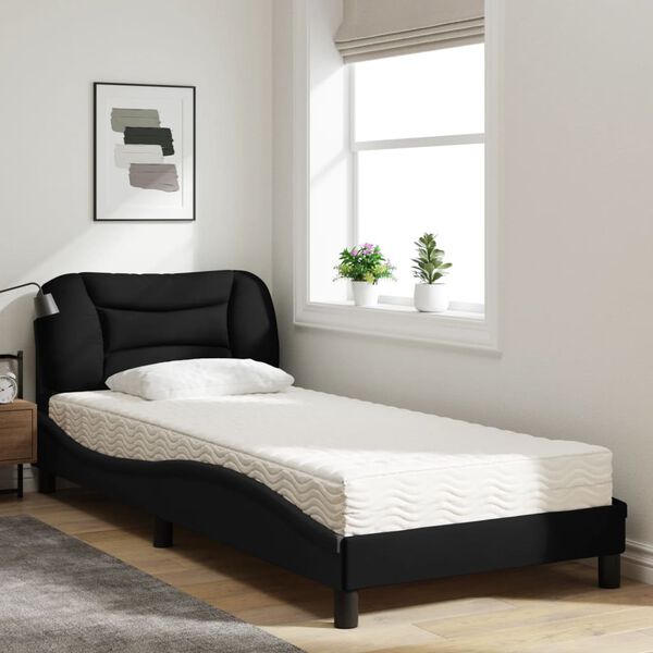 vidaXL Cama com colch&atilde;o Hvar 90x190 cm tecido preto