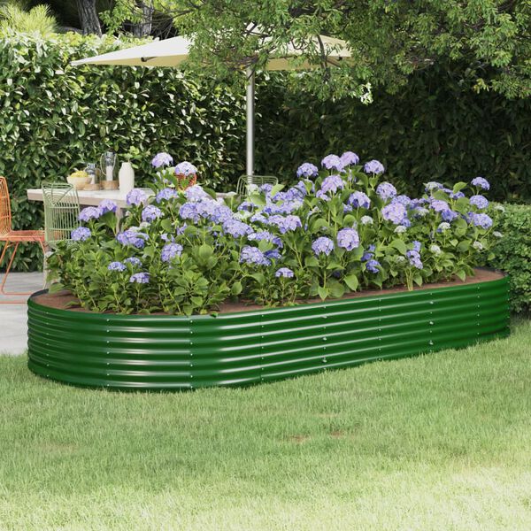 vidaXL Canteiro elevado jardim 296x140x36 cm a&ccedil;o galvanizado verde