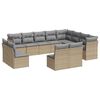vidaXL 12 pcs conjunto de sof&aacute;s p/ jardim com almofad&otilde;es vime PE bege
