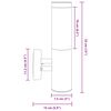 vidaXL Luz de Parede para Exterior Prateado 15 x 7,5 x 33 cm