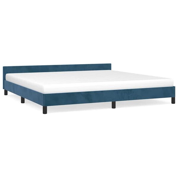 vidaXL Estrutura de cama sem colchão 200x200 cm veludo azul-escuro
