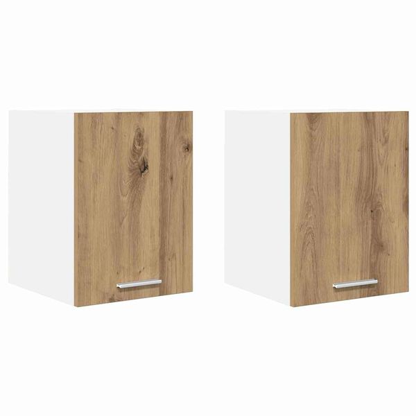 vidaXL Arm&aacute;rio suspenso com porta 2 pcs Carvalho Artesanal e Branco