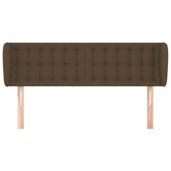 vidaXL Cabeceira de cama c/ abas tecido 147x23x78/88cm castanho-escuro