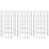 vidaXL Canteiro elevado/cesto gabi&atilde;o circular 3 pcs &Oslash;30x50cm a&ccedil;o galv.