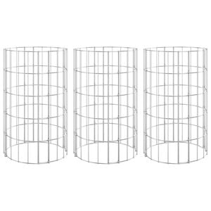 vidaXL Canteiro elevado/cesto gabi&atilde;o circular 3 pcs &Oslash;30x50cm a&ccedil;o galv.