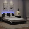 vidaXL Estrutura de cama Viana com LED sem colch&atilde;o 140x200cm preto/branco